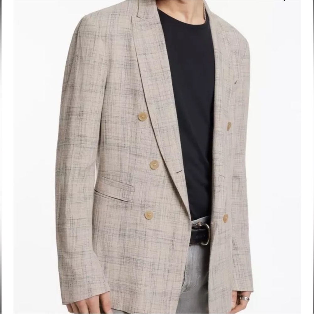 John Varvatos Men’s Namo Double Breasted Textured Suit Jacket EU 52 US 42 New